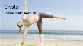  Presentation with fantasy full moon in night - Amazing presentation theme having sportswear doing yoga half moon backdrop and a light blue colored foreground