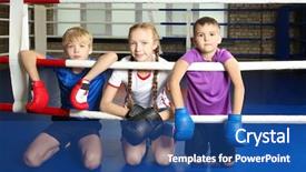  Presentation with boxing ring - Slide deck enhanced with children in sportswear on boxing background and a  colored foreground