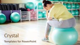  Presentation with despair - Audience pleasing PPT layouts consisting of sportswear sitting on fitball backdrop and a sky blue colored foreground