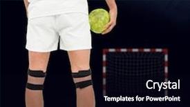  Presentation with animated - Audience pleasing slide deck consisting of sportswoman holding a ball backdrop and a black colored foreground