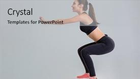  Presentation with young marines - Beautiful presentation design featuring sportswoman in sportwear doing squats backdrop and a light gray colored foreground
