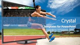  Presentation with white pigeon against the blue - Amazing slides having sportswoman jumping on a white backdrop and a teal colored foreground