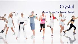  Presentation with discus throw - Presentation theme having sportswoman practicing discus throw background and a sky blue colored foreground