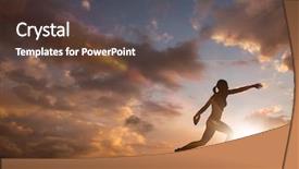  Presentation with discus throw - PPT layouts consisting of sportswoman practising discus throw background and a tawny brown colored foreground