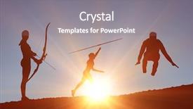  Presentation with discus throw - Slides having sportswoman practising discus throw background and a gray colored foreground