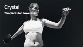  Presentation with discus throw - Presentation theme with sportswoman practising discus throw background and a dark gray colored foreground