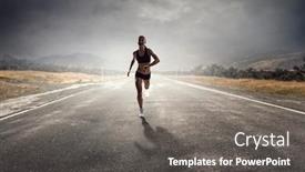  Presentation with race - Amazing theme having sportswoman-run-race-mixed-media backdrop and a gray colored foreground