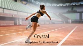  Presentation with running race - Amazing slide set having sportswoman running race mixed media backdrop and a coral colored foreground