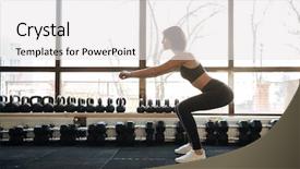  Presentation with gym - Presentation theme featuring sportswoman standing and doing squats background and a white colored foreground