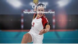  Presentation with handball - Cool new presentation with sportswoman throwing a ball backdrop and a ocean colored foreground