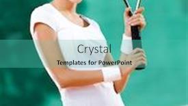  Presentation with court - Slides with sportswoman with racket at the tennis court healthy lifestyle background and a teal colored foreground