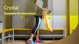  Presentation with cabinet - Amazing slides having sportswoman with towel opening door backdrop and a  colored foreground