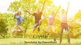  Presentation with high jump - Slides with sporty-active-people-jump-high background and a yellow colored foreground