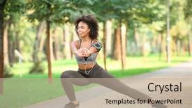  Presentation with african american weddig - Amazing slide deck having sporty african american woman training backdrop and a mint green colored foreground