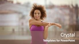  Presentation with sporty - Audience pleasing presentation consisting of sporty african american woman training backdrop and a coral colored foreground