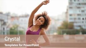  Presentation with training - Presentation theme featuring sporty african american woman training background and a  colored foreground