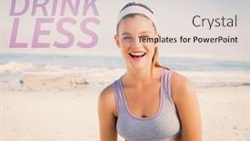  Presentation with sporty - Colorful slide set enhanced with sporty blonde on the beach smiling at camera against drink less backdrop and a lemonade colored foreground