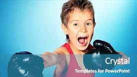  Presentation with sporty - PPT theme with sporty boy engaged in boxing background and a teal colored foreground