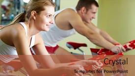  Presentation with sporty - Audience pleasing presentation theme consisting of sporty couple doing physical exercise backdrop and a red colored foreground
