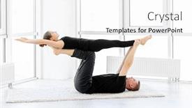  Presentation with acrobatics - Presentation design consisting of sporty-couple-exercising-acrobatics-indoors background and a white colored foreground
