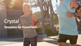  Presentation with sporty - Colorful slides enhanced with sporty couple exercising together in the morning summer sunlight healthy lifestyle backdrop and a violet colored foreground