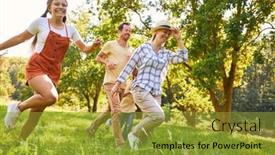  Presentation with family children - Slide deck enhanced with sporty-family-with-two-children background and a gold colored foreground