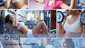  Presentation with sporty - Slide set featuring sporty female doing physical background and a light blue colored foreground