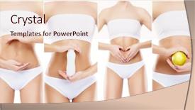  Presentation with women body - PPT theme consisting of yoghourt - sporty fit and healthy female background and a lemonade colored foreground