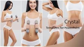 Presentation with women body - Slide deck having female body in fitness collage background and a soft green colored foreground