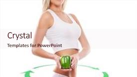  Presentation with healthy nutrition - PPT theme enhanced with sporty fit and sporty woman with the arrows cycle and the pepper in her hands healthy eating vitamins and nutrition concept background and a sky blue colored foreground