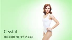  Presentation with teal - PPT theme having sporty girl in white background and a soft green colored foreground