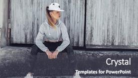  Presentation with teen girl - Cool new PPT theme with sporty girl wearing fashion sportswear backdrop and a dark gray colored foreground