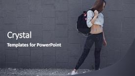  Presentation with wall street - PPT layouts with sporty girl wearing fashion sportswear background and a dark gray colored foreground