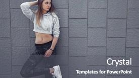  Presentation with wall street - Theme consisting of sporty girl wearing fashion sportswear background and a gray colored foreground