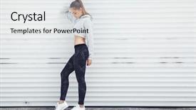  Presentation with wall street - Slides featuring sporty girl wearing fashion sportswear background and a white colored foreground