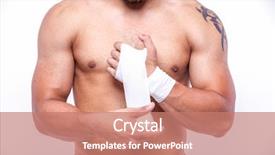  Presentation with sporty - PPT theme consisting of sporty man rewinds his arms background and a coral colored foreground