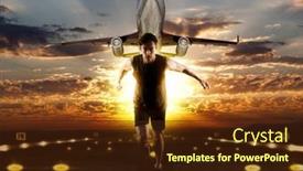  Presentation with runway - PPT theme with sporty-man-running-on-runway background and a tawny brown colored foreground