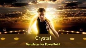  Presentation with runway - Audience pleasing PPT theme consisting of sporty-man-running-on-runway backdrop and a tawny brown colored foreground