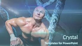 Presentation with blue lights - Colorful presentation enhanced with sporty man with stone dna backdrop and a ocean colored foreground