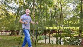  Presentation with walking nordic - Slide set featuring sporty-senior-doing-nordic-walking background and a tawny brown colored foreground