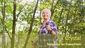  Presentation with endurance - PPT layouts having sporty-senior-woman-trains-endurance background and a tawny brown colored foreground