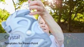  Presentation with skating - Theme featuring sporty-senior-woman-with-inline background and a light blue colored foreground