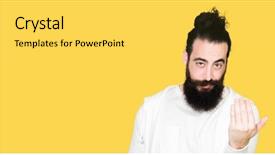  Presentation with long hair man - Presentation theme featuring sporty sweatshirt beckoning come here background and a light gray colored foreground