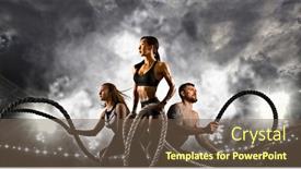  Presentation with battle - Audience pleasing PPT layouts consisting of sporty-woman-and-man-working backdrop and a violet colored foreground