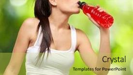  Presentation with young woman diagnosis of sti - Cool new theme with sporty woman drinking an isotonic backdrop and a yellow colored foreground