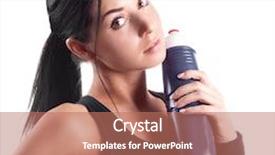  Presentation with holding bucket while water droplet - PPT layouts with sporty woman holding a bottle background and a coral colored foreground