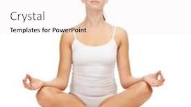  Presentation with cotton - Cool new presentation theme with sporty woman in cotton undrewear practicing yoga lotus pose backdrop and a white colored foreground