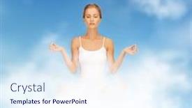  Presentation with cotton - Audience pleasing slides consisting of sporty woman in cotton undrewear practicing yoga lotus pose backdrop and a sky blue colored foreground