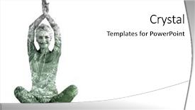  Presentation with sporty - Colorful presentation design enhanced with sporty woman sitting in namaskar pose with twisted hands against beautiful pink leaved trees backdrop and a white colored foreground