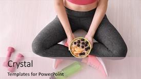 Presentation with food sport - Slide deck featuring sporty woman with bowl background and a lemonade colored foreground